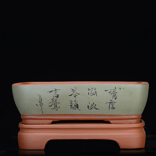 宜兴紫砂长方形盆景盆老桩榕树花盆阳台室内O盆栽花盆假山造景花