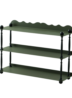 墨绿色三层置f物架 大容量杂物架 厨房分层杯架 铁艺桌面整理架
