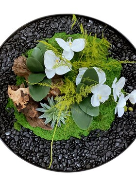 圆餐桌中间摆件高仿真苔藓假花酒店茶几I餐厅圆形台桌转盘中芯装