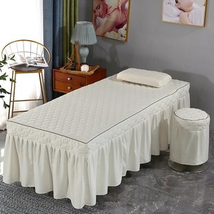 美容床罩三件套凳套枕套按摩床套有洞口足疗理P疗推拿头疗床保护