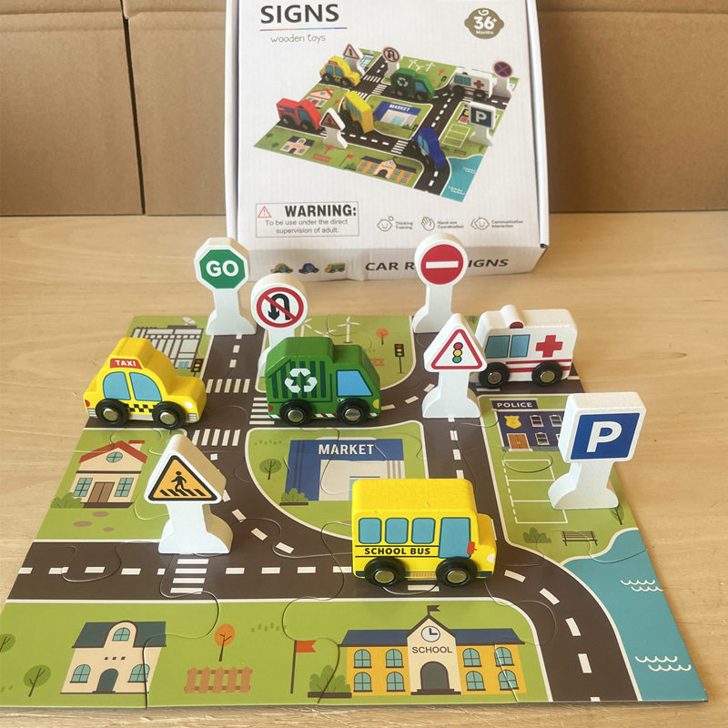 宝宝小汽车玩具惯性回力车套装儿童卡通动物积木男孩早教益智礼物