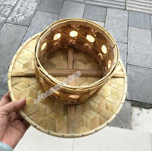 德宏傣族竹编圆桌 手工编织饭桌B茶具工艺品摆件家居饰 摄影道具