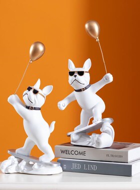 创意可爱法斗犬摆件客厅家居装饰品治F愈系小摆件店铺开业乔迁礼