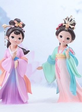 国潮风汉服女g孩客厅桌面摆件装饰品古装女生人偶手办创意师生礼