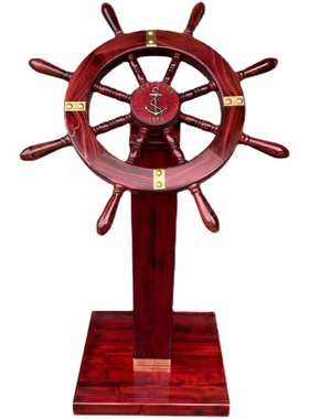 船舵客厅酒店装饰领航舵落地摆件店E铺木质舵手乔迁开业礼品办公
