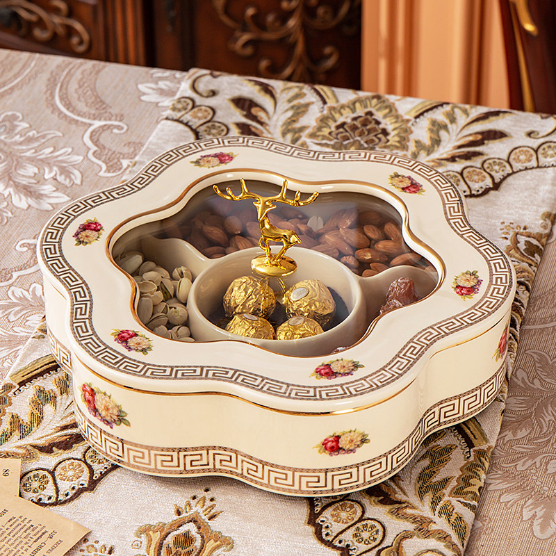 欧式陶瓷果盘套装客厅奢华高档水果盘G家用干果盘创意茶几装饰摆