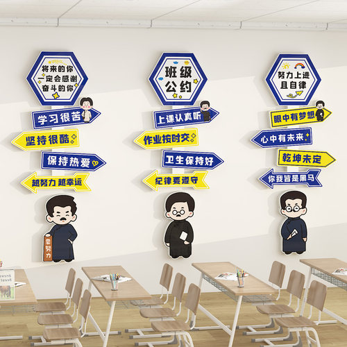 教室文化墙布f置神器装饰励志标语墙贴初中小学新学期开学班级公