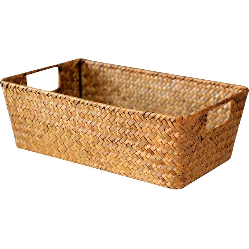 复古海草编织筐h收纳篮藤编桌面梯形零食置物篮抽屉收纳筐竹编篮,收纳整理,其他收纳篮,淘宝优惠券,粉丝福利购,淘宝优惠卷