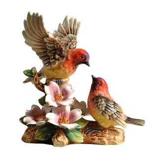 中式爱情鸟陶瓷小摆n设精致手绘陶瓷鸟装饰摆件新居多宝阁装饰礼
