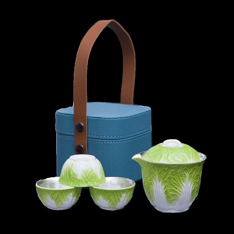 银茶具旅行茶具青花o瓷功夫茶具套装整套茶壶组合白菜百财高档送,餐饮具,旅行茶具,淘宝优惠券,粉丝福利购,淘宝优惠卷