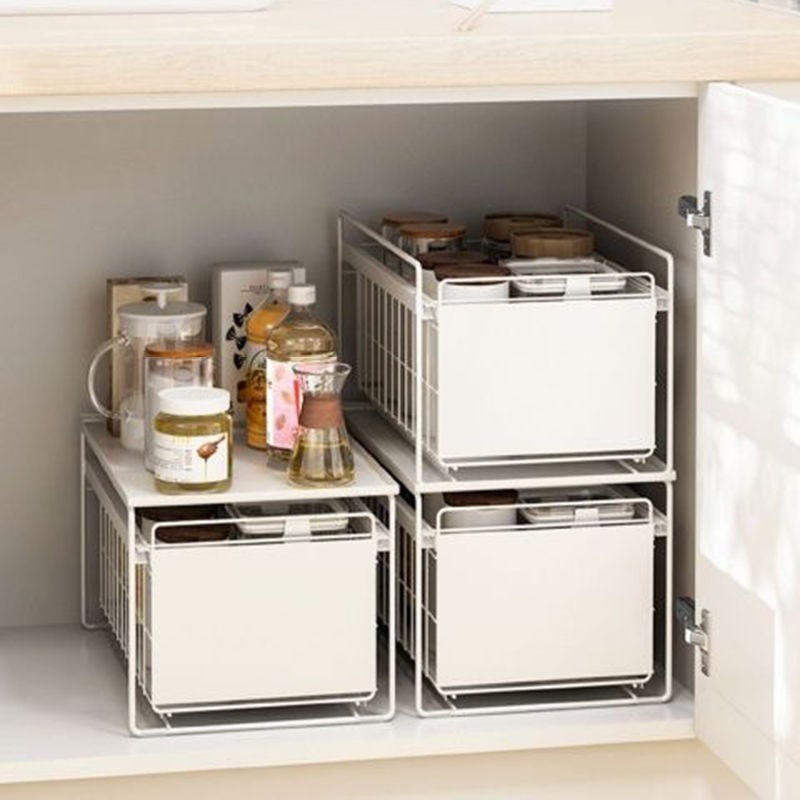抽拉收纳单层厨房下水槽置物架抽拉式调料推拉篮R橱柜内分层矮滑