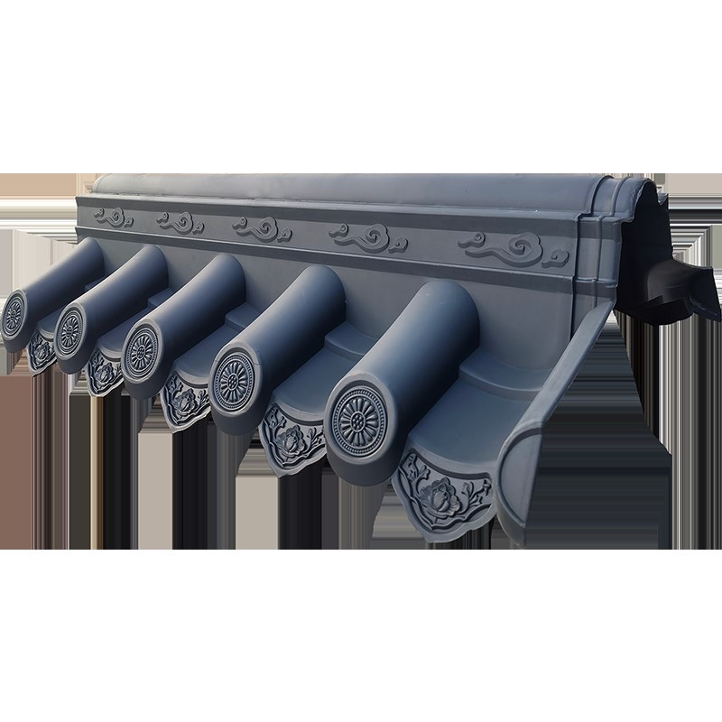 24仿古双面压顶瓦围墙沿瓦树脂瓦小瓦加J厚一体瓦院墙塑料复古瓦