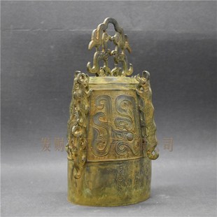 青铜器仿古摆件商周四虎编钟青z铜单钟古代乐器酒店开业装饰铜摆