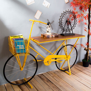 彩色自行车桌子落地摆件美式 饰 复古咖啡店铺K馆橱窗陈列品酒吧装