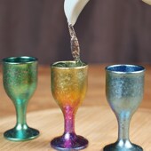 纯钛白酒杯酒盅一体o成型小号高脚随身便携黄酒杯户外旅行烈酒杯