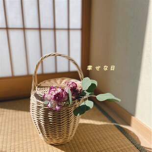 柳编采摘篮藤编提篮礼品篮竹编筐手提包野餐篮P草编包沙滩包菜篮