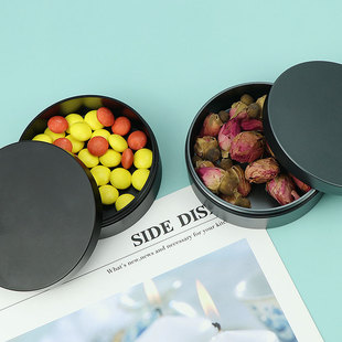 轻薄扁圆款铝合金收纳仓便携金属药盒H防水潮大容量大号旅行茶叶