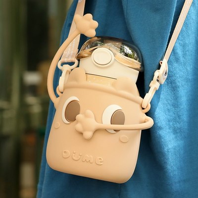 可爱保温杯女2023新款高颜值316吸管水杯女生超T萌可斜挎学生杯子