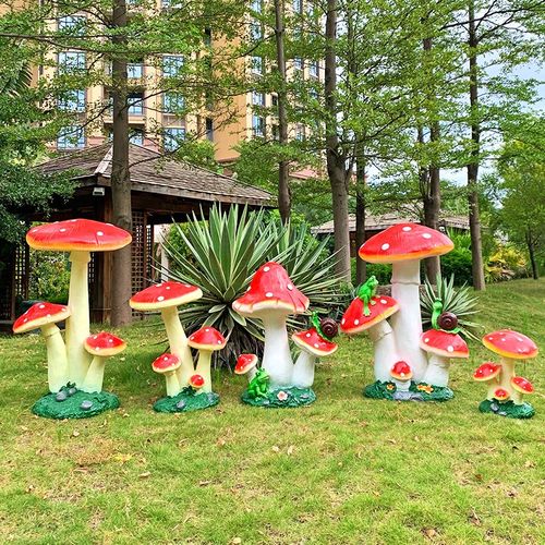 仿真蘑菇玻璃钢雕塑发光公园商场C户外模型摆件园林景观美陈装饰
