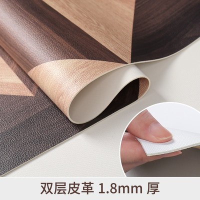 仿木纹圆桌桌垫h防水防油免洗轻奢高级感皮革茶几垫台布大圆形桌