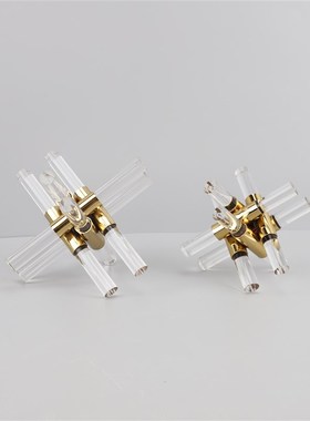 欧式亚克力金e属交叉棒摆件客厅玄关样板房电视柜书房家居软装饰