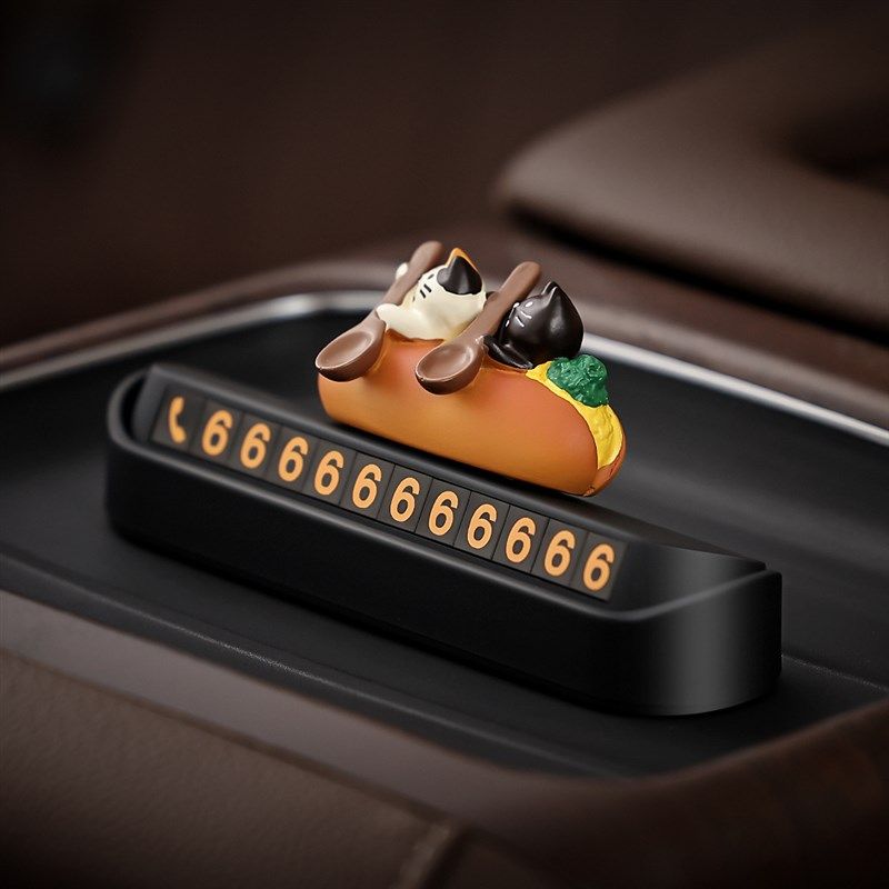 双猫划桨汽车临时停车电话号码牌创意挪车K牌车载摆件装饰车内用