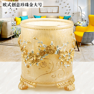 创意圆形树脂垃圾桶欧式家居用品客厅厨房K卫生间桌面垃圾收纳桶