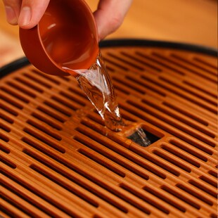 圆形电木储水茶盘y小型沥水不锈钢茶托盘家用轻奢干泡茶 2024新款