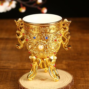 金瓯永固杯摆件奢华o复古铜器家居桌面饰品客厅创意酒杯商务礼品