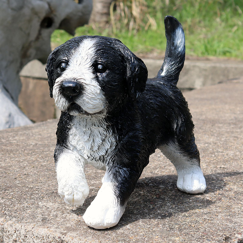 仿真可爱小边牧摆件生肖狗树脂工A艺品花园庭院动物幼犬装饰品摆