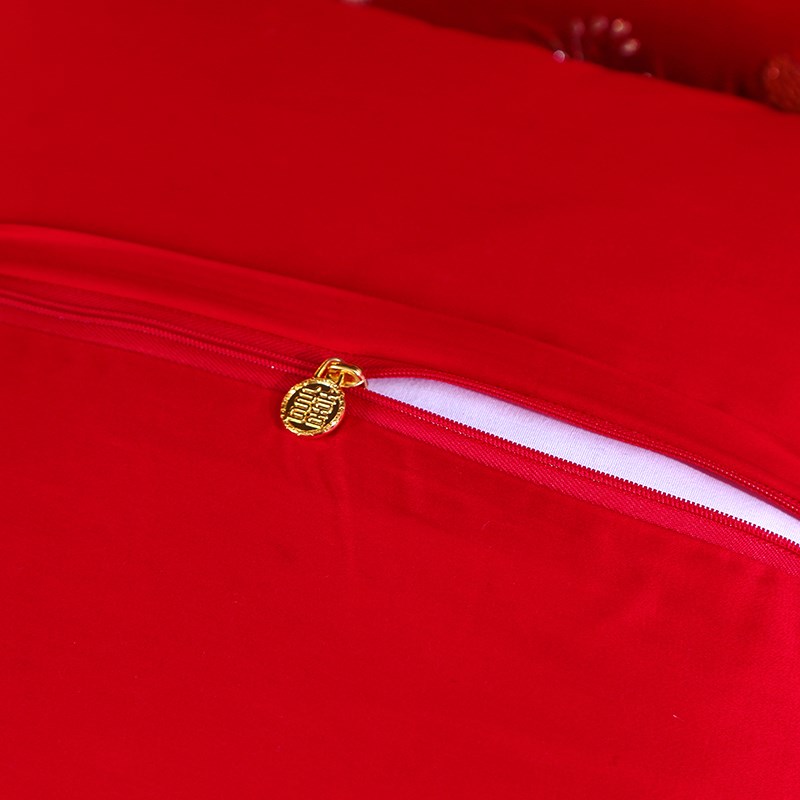 140支长绒棉纯棉刺绣s婚庆抱枕创意靠垫结婚礼物中式婚房靠背布置