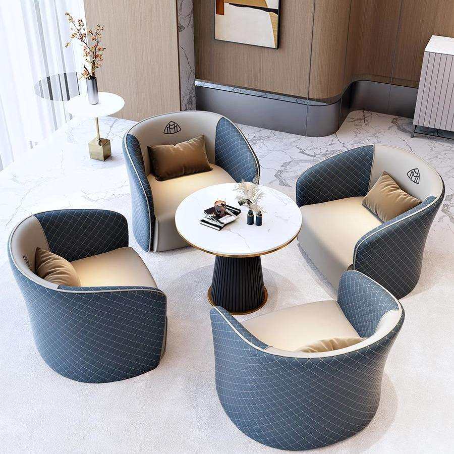 简约现代洽谈桌椅组合办公室酒店售楼处休息区接待会客单人沙发椅