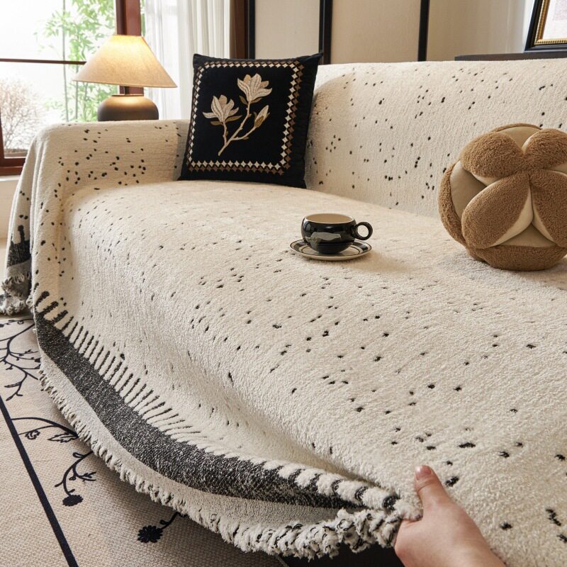 冬季毛绒沙发巾一整张全盖轻奢高级感奶油风加厚沙发盖布秋冬套罩