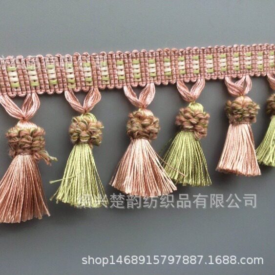 新品双色草莓流苏花边窗帘辅料 创意涤纶丝服装花边 厂家现货