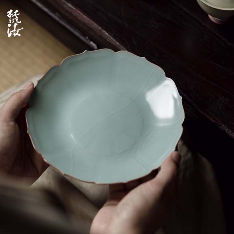 繁汝天青汝窑壶承干泡台茶承陶瓷开片可养茶道壶垫养壶托盘小茶盘