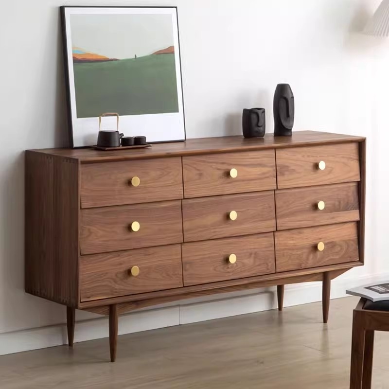 黑胡桃木实木六斗柜九斗柜卧室客厅靠墙储物斗橱收纳柜床尾置物柜