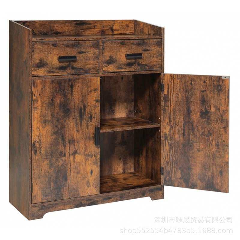 家具厂直供时尚工业质朴棕色客厅收纳柜厨房餐具整理柜跨境货源