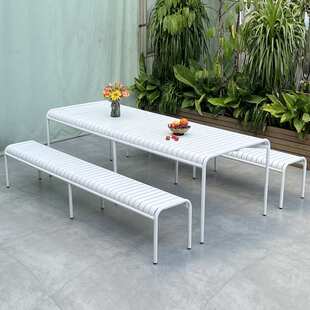 工厂直销Kury户外铝合金桌椅纯白圆椅室外阳台花园庭院长桌椅组合