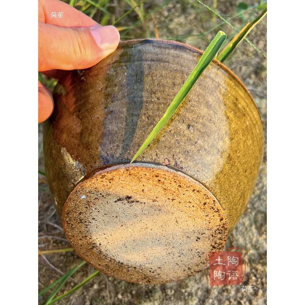 土陶柴窑草木灰黄釉土钵碗粗陶中深钵子土碗陶瓷龙窑柴烧面碗饭碗