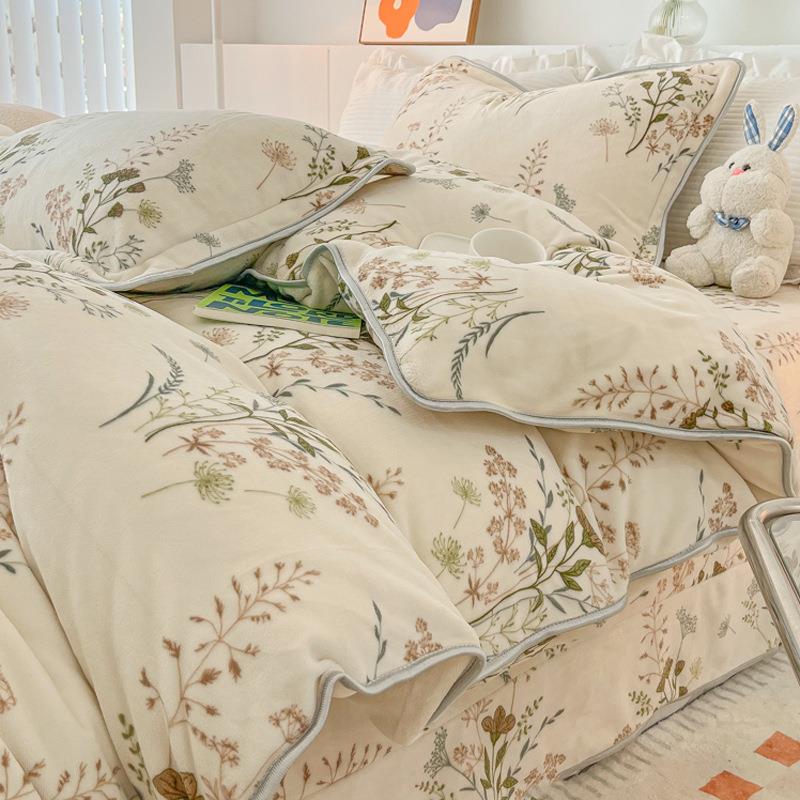 冬季加厚牛奶珊瑚绒面床上四件套床单法兰绒床品双面加绒被套床笠