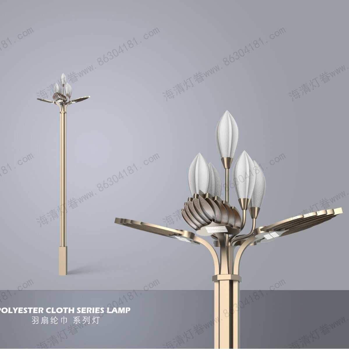 超亮户外公园广场路灯市电路灯羽扇纶巾太阳能路灯高杆灯厂家