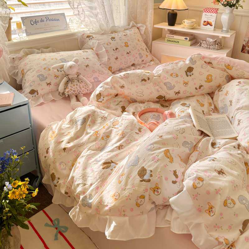 2025新款花边床上四件套卧室床品套件被套床单宿舍三件套四季通用