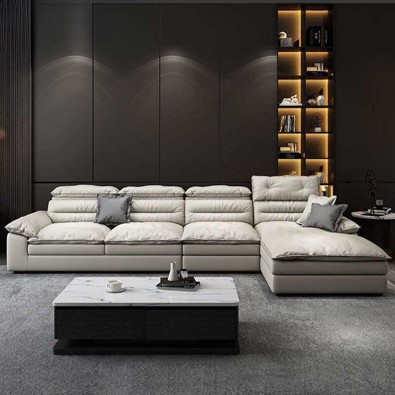 布艺沙发u型简约现代客厅乳胶白色羽绒超软厚北欧轻奢科技布沙发