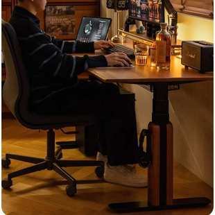 朝朝电动升降桌实木书桌家用樱桃木办公桌学习桌电脑桌电竞桌家用