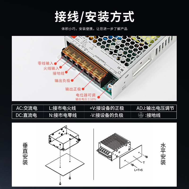 220v转5v12v/24v开关电源直流5a灯箱led灯条带60/200/400W变压器