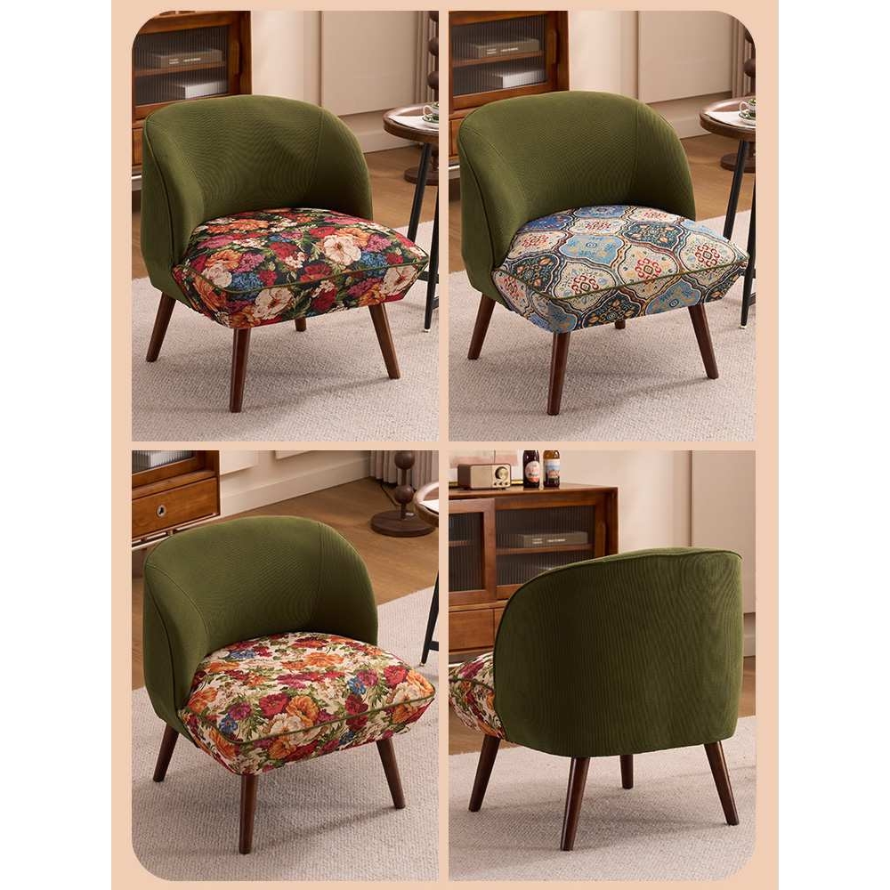 单人小沙发椅客厅阳台休闲椅卧室无扶手椅子美式复古看书单椅意式