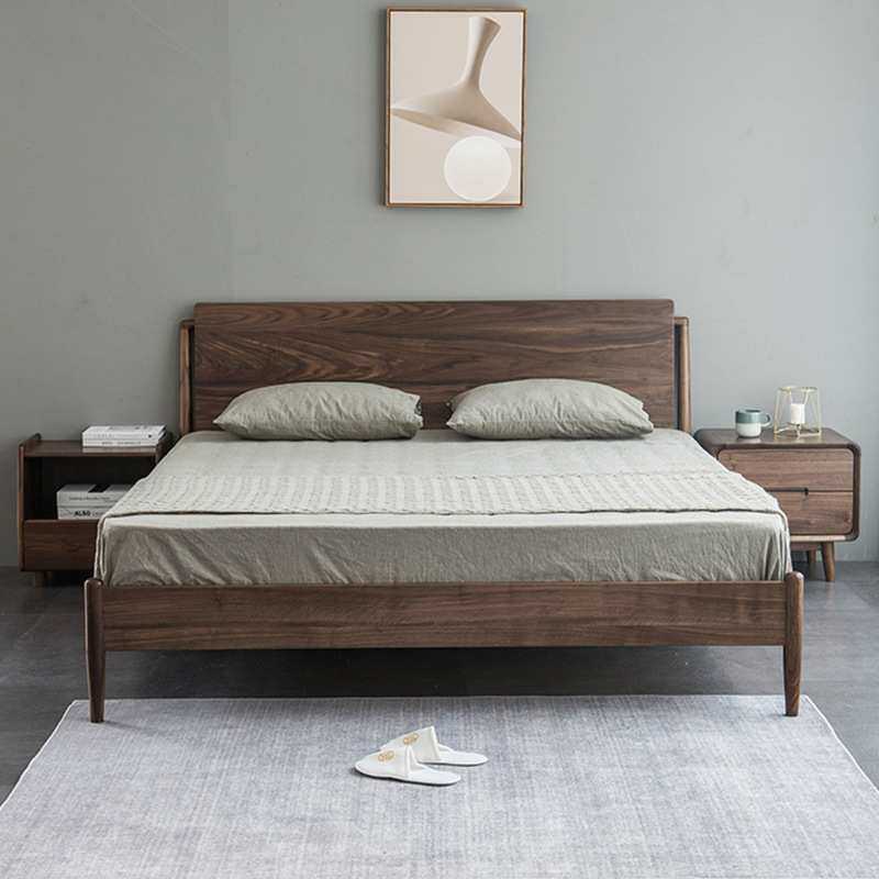 全实木床 1.8米1.5现代简约纯实木床架 卧室家具 北欧橡木双
