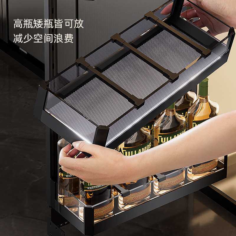 厂家供应大怪物极窄g侧拉碗篮橱柜开门式侧拉篮收纳极窄侧拉篮