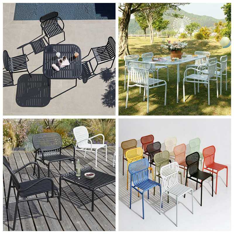 北欧庭院户外桌椅组合 设计师彩色铁艺靠背椅 咖啡厅外摆休闲桌椅,基础建材,亚克力板,淘宝优惠券,粉丝福利购,淘宝优惠卷