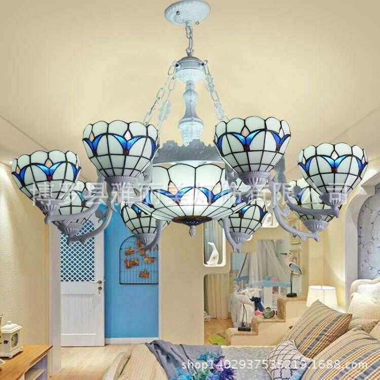 创意宝华蒂凡尼吊灯地中海酒店客厅灯饰玻璃led工程灯具灯饰